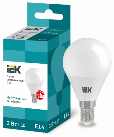 Лампа светодиодная G45 шар 3Вт 230В 4000К E14 IEK – №1