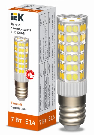 Лампа светодиодная CORN капсула 7Вт 230В 3000К керамика E14 IEK – №1