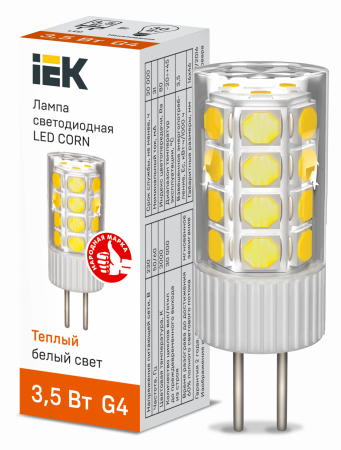 Лампа светодиодная CORN капсула 3,5Вт 230В 3000К керамика G4 IEK – №1