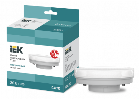 Лампа светодиодная T110 таблетка 20Вт 230В 4000К GX70 IEK – №1